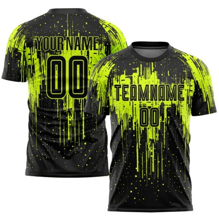 Custom Neon Green Black Sublimation Soccer Uniform Jersey