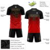 Custom Red Black-Old Gold Sublimation Soccer Uniform Jersey