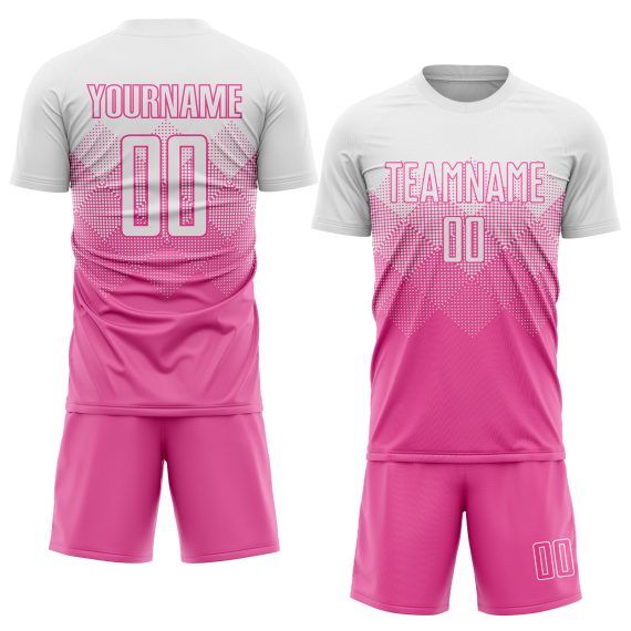 Custom Pink White Sublimation Soccer Uniform Jersey