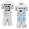 Custom White Black-Light Blue Sublimation Soccer Uniform Jersey